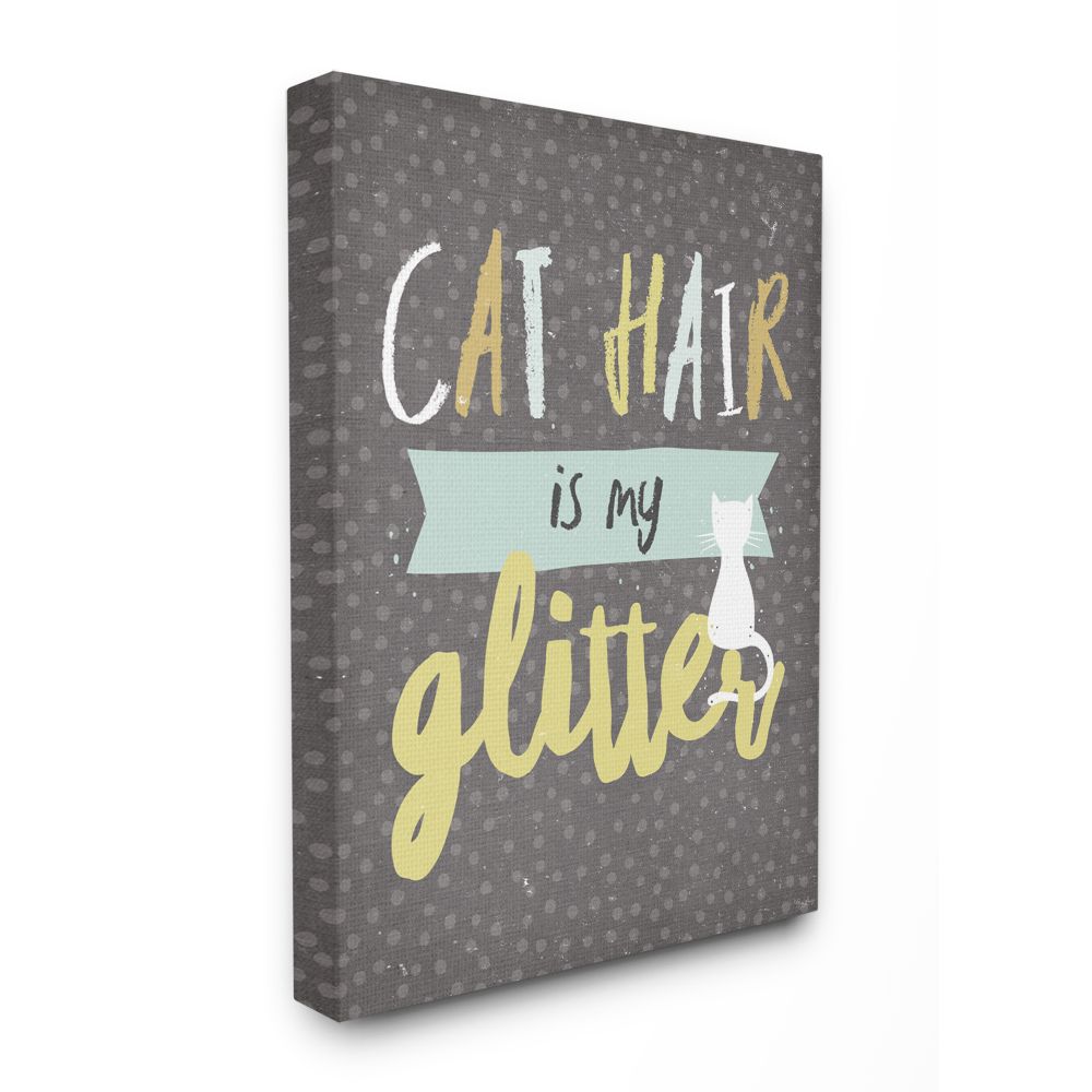 Stupell Industries Cat Hair is My Glitter Quote Feline Pet Polka Dot Comedy Canvas Wall Art Design by Gigi Louise, 30" x 40"