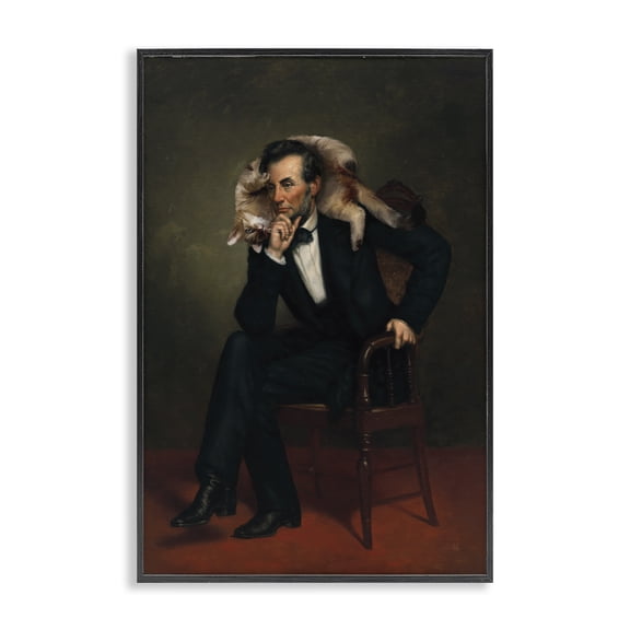 Stupell Industries Cat & Historical Leader Black Framed Giclee Art, design by Sarah Adams
