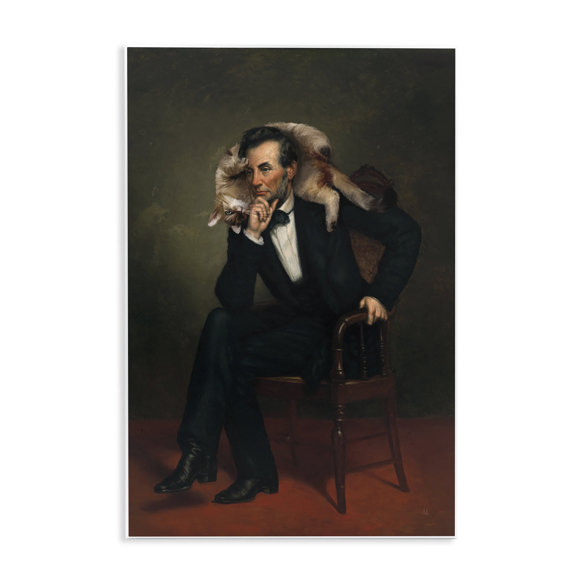 Stupell Industries Cat & Historical Leader Wall Plaque Art, design by Sarah Adams