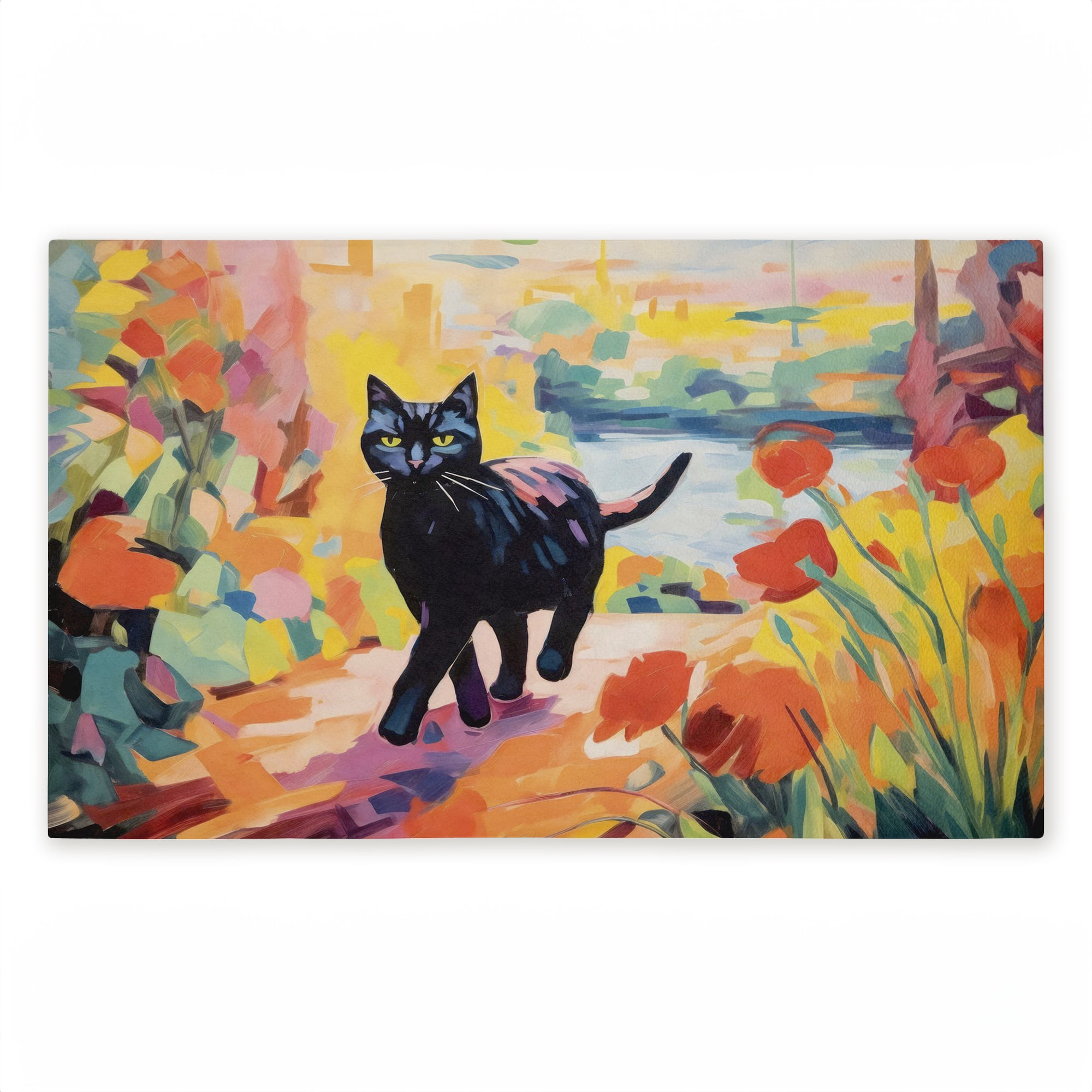 Stupell Industries Cat In Bright Harmonious Garden Printed Outdoor Door Floor Mat, design by Creative Studio