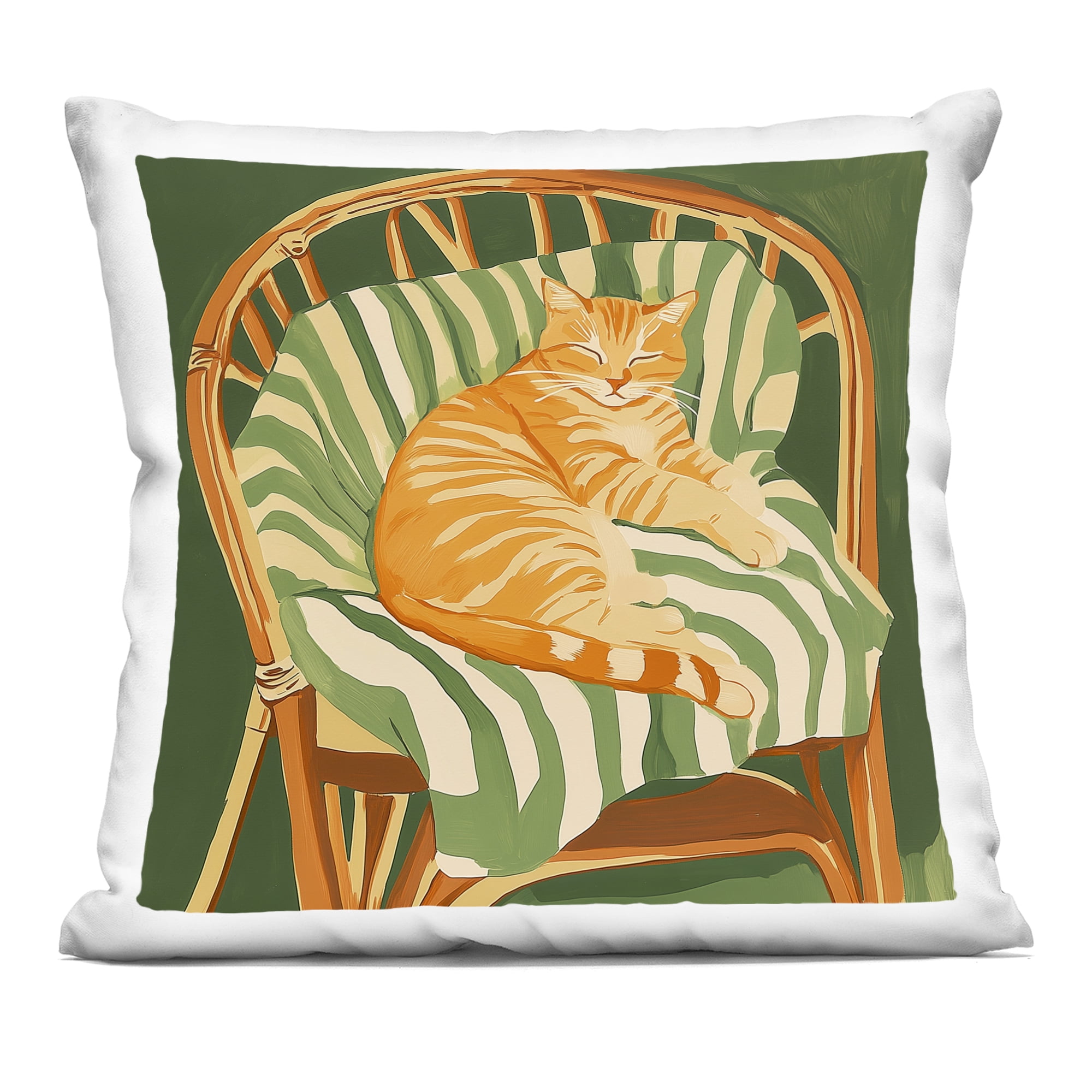 Stupell Industries Cat In Rattan Chair Decorative Printed Throw Pillow, design by Walker Noble