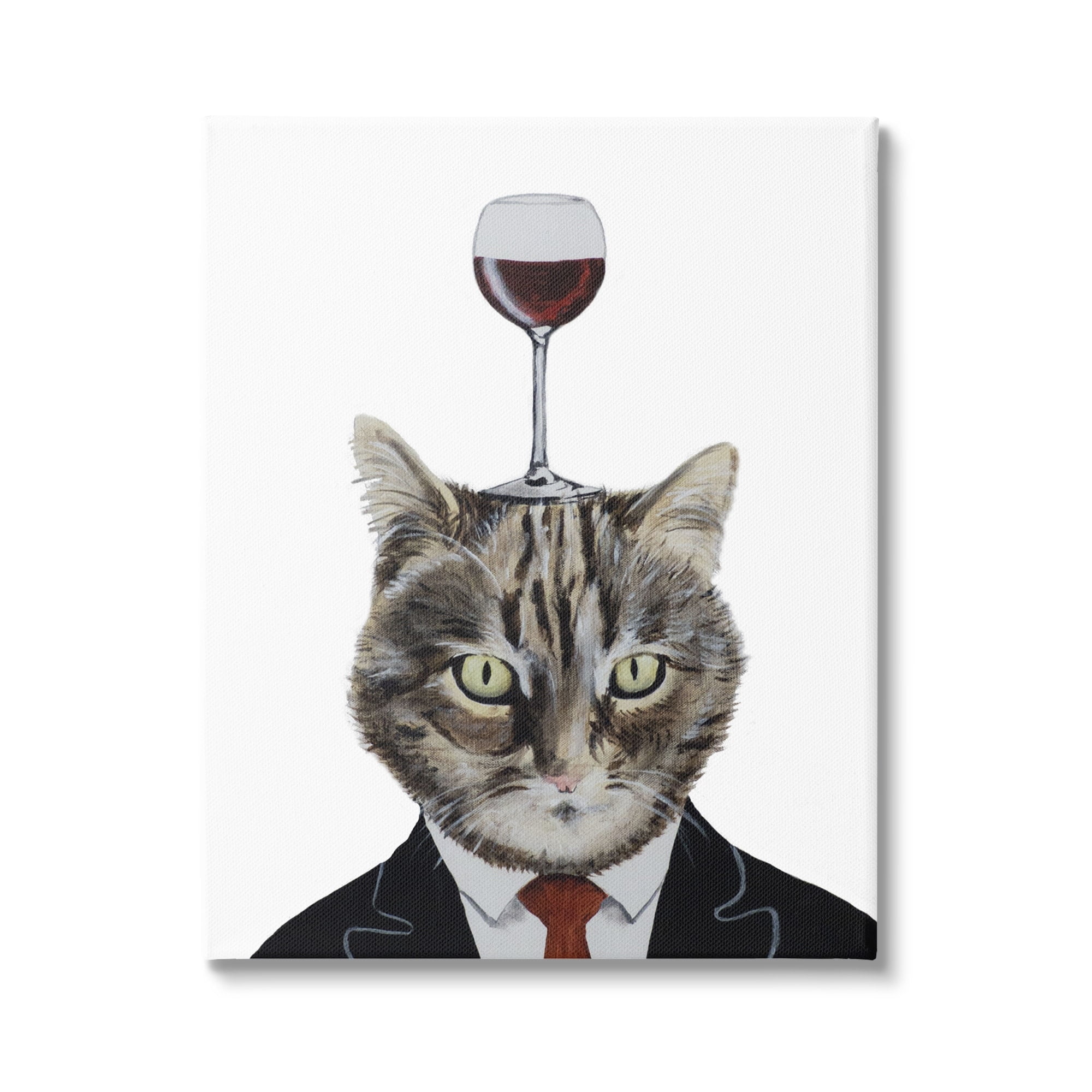 Stupell Industries Cat In Suit Wine Glass Animals & Insects Painting Gallery Wrapped Canvas Print Wall Art