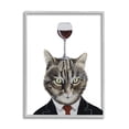 thumbnail image 1 of Stupell Industries Cat In Suit Wine Glass Animals & Insects Painting Gray Framed Art Print Wall Art, 1 of 5