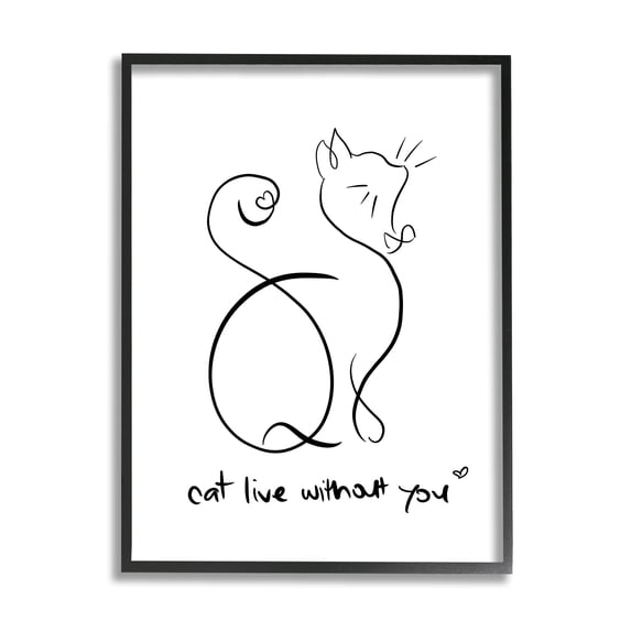 Stupell Industries Cat Live Without You Phrase Feline Pet Pun, 16 x 20, Design by Anna Quach