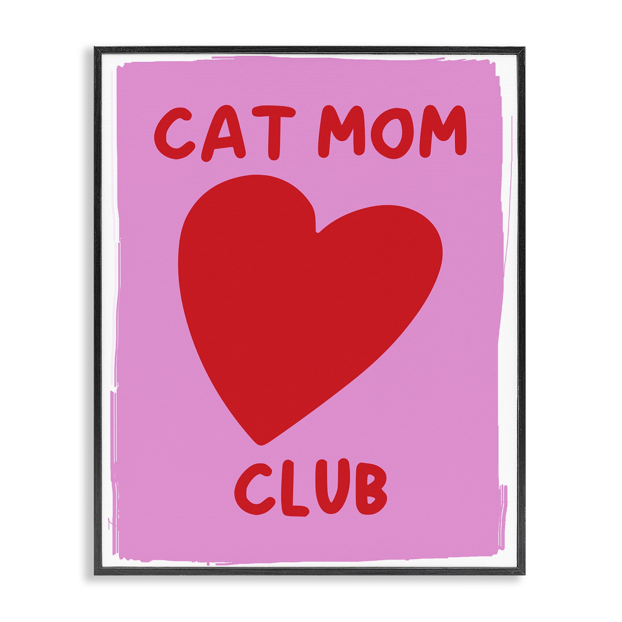 Stupell Industries Cat Mom Club Heart Text & Numbers Painting Black Framed Art Print Wall Art, 16 x 20