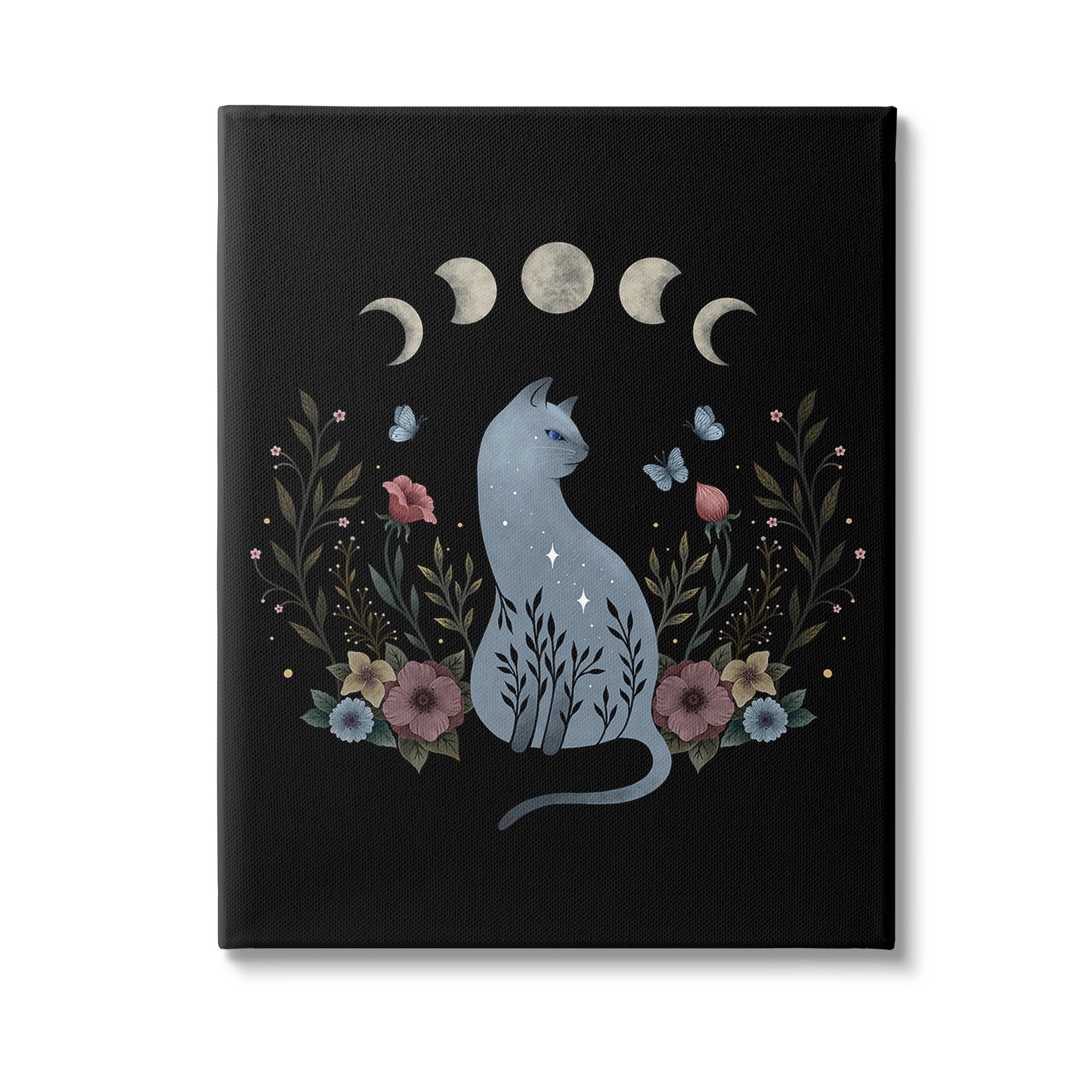 Stupell Industries Cat & Moon Phases Animals & Insects Painting Gallery Wrapped Canvas Art Print Wall Art, 30 x 40