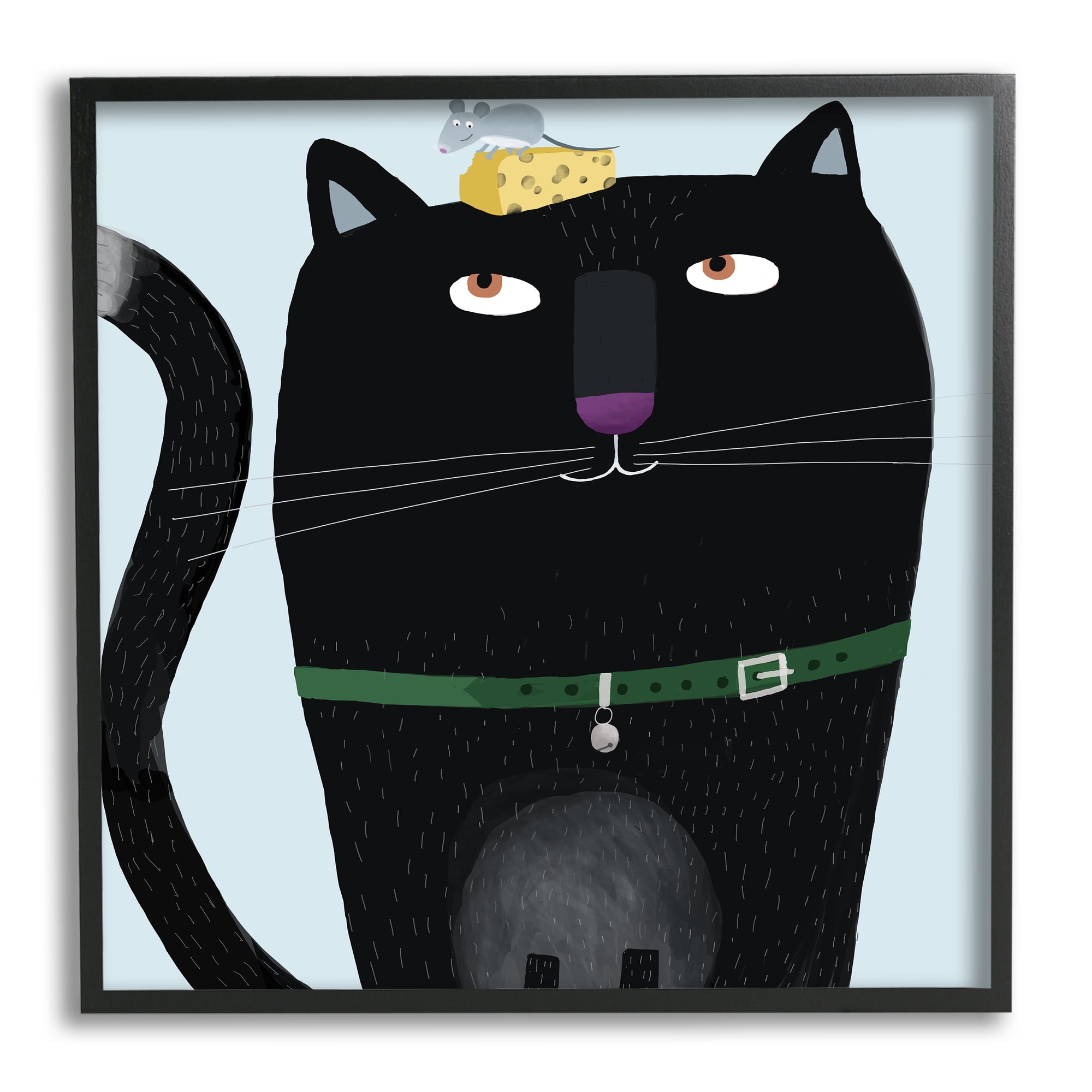 Stupell Industries Cat & Mouse Pet Friends Animals & Insects Painting Black Framed Art Print Wall Art