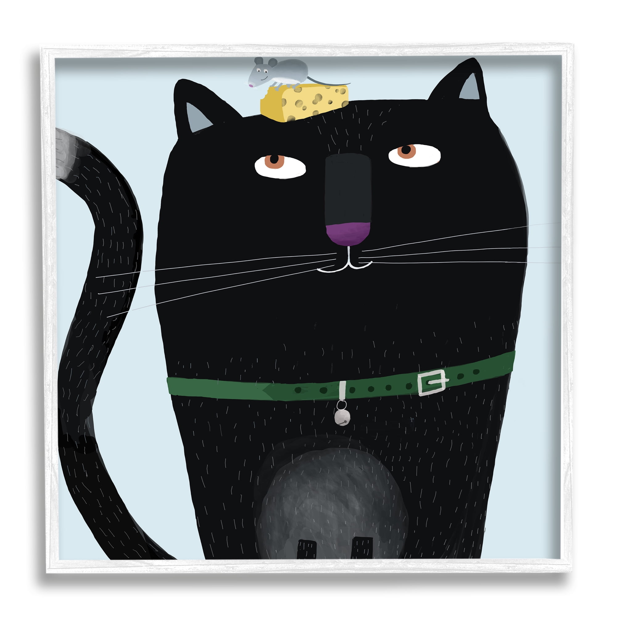 Stupell Industries Cat & Mouse Pet Friends Animals & Insects Painting White Framed Art Print Wall Art