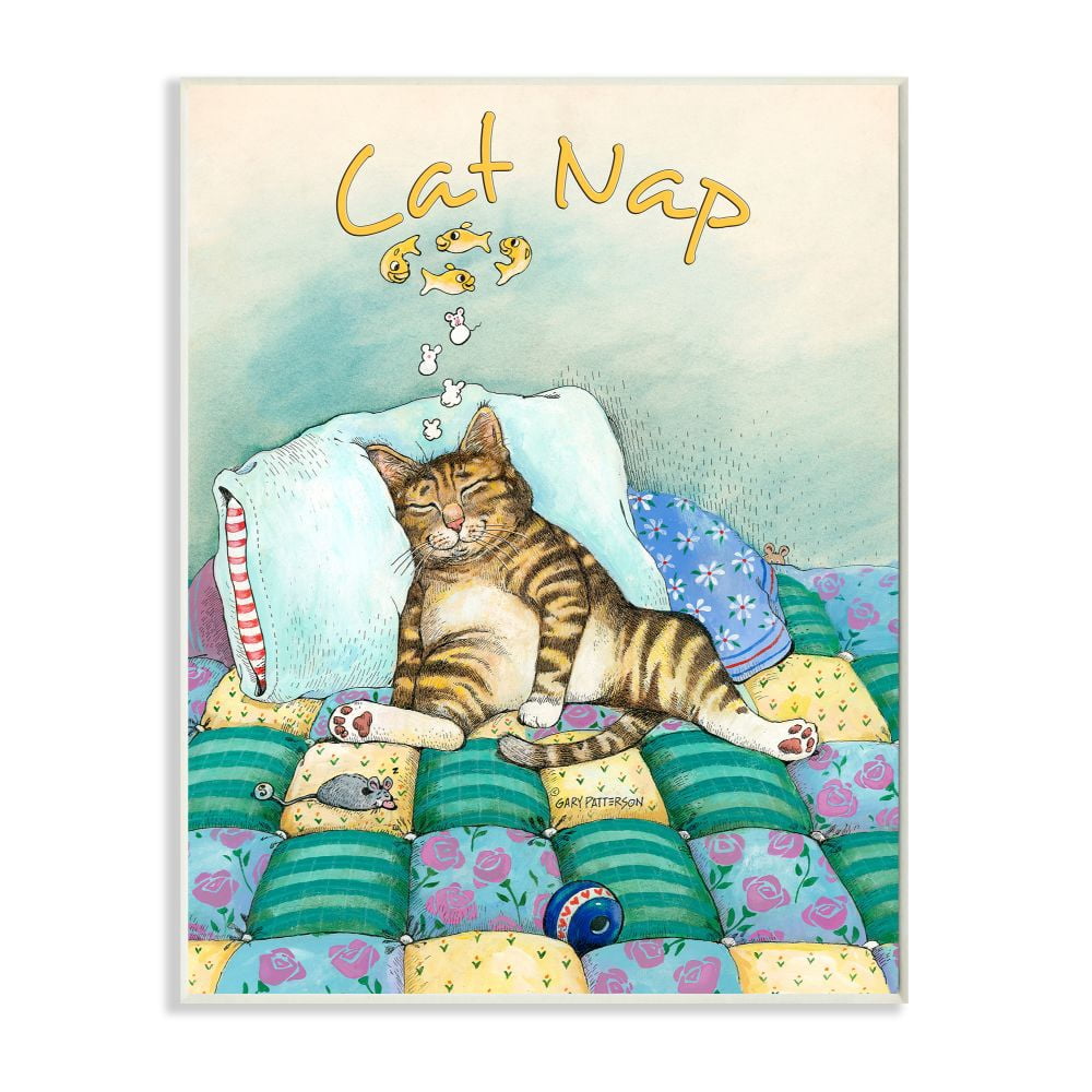 Stupell Industries Cat Nap Funny Cat Cartoon Pet Design Wall Plaque by Gary Patterson