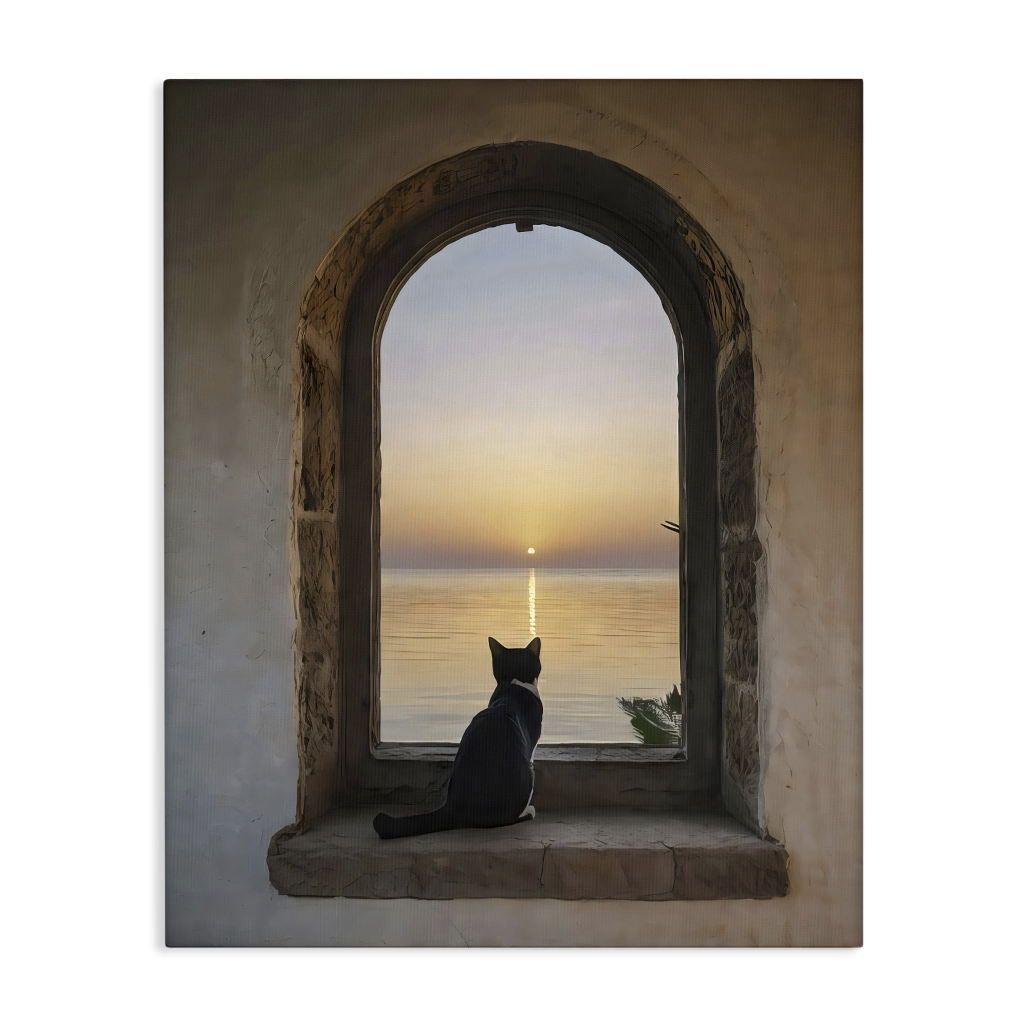 Stupell Industries Cat Overlooking Water at Sunset Canvas Wall Art, design by Creative Studio