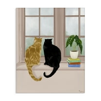 Stupell Industries Cat Pair in Windowsill Animals & Insects Painting Gallery Wrapped Canvas Art Print Wall Art, 16 x 20