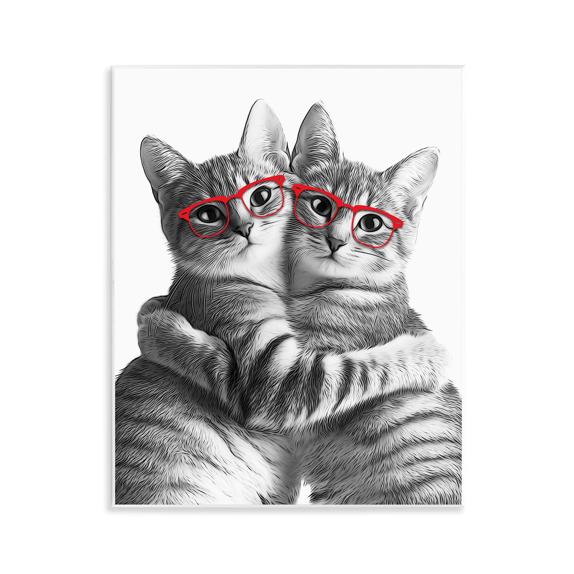 Stupell Industries Cat Pair with Glasses Animals & Insects Painting Unframed Art Print Wall Art, 11 x 14