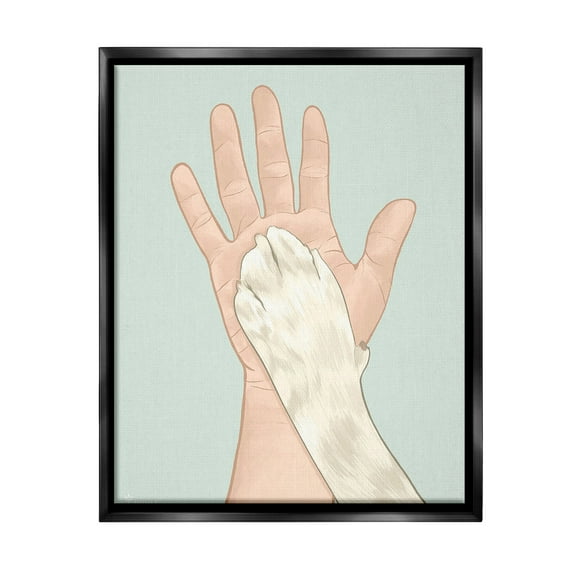 Stupell Industries Cat Paw High Five Animals & Insects Painting Black Floater Framed Canvas Art Print Wall Art, 25 x 31