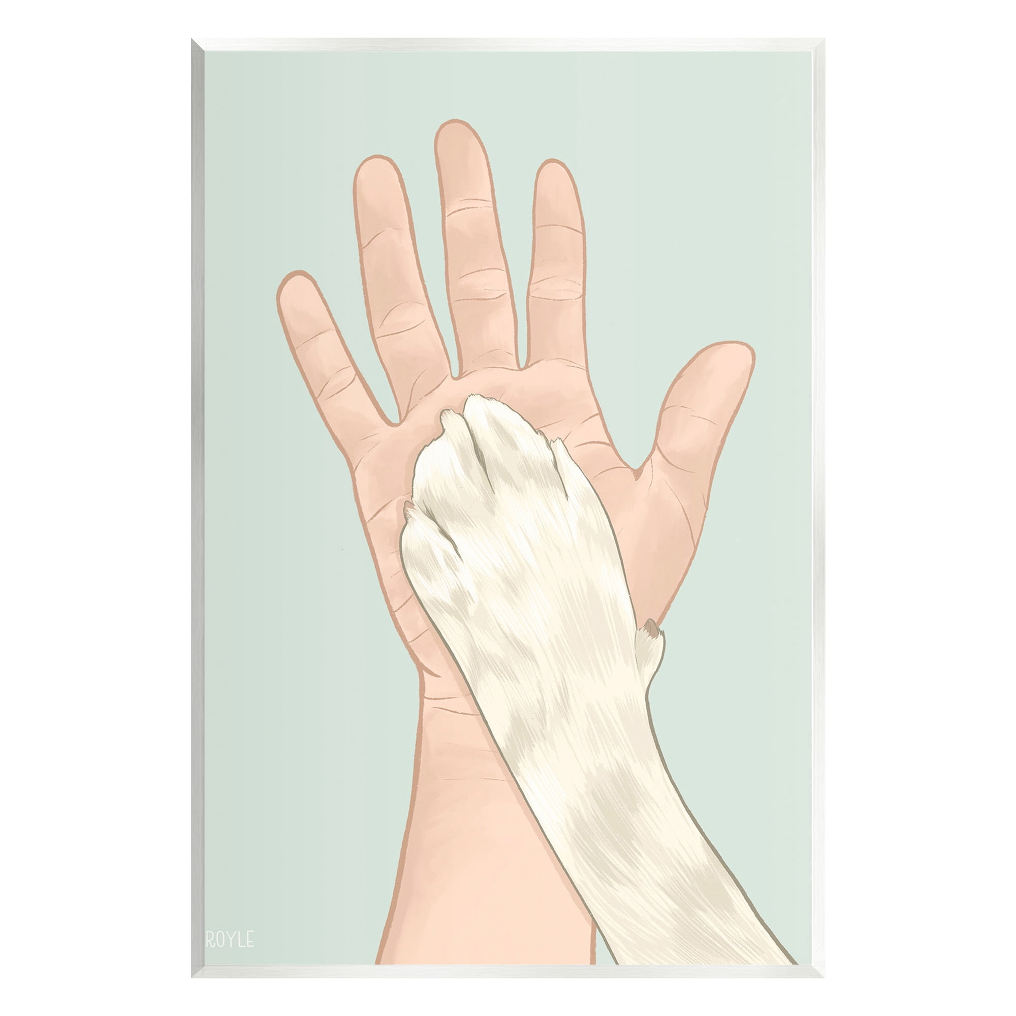 Stupell Industries Cat Paw High Five Animals & Insects Painting Unframed Art Print Wall Art, 13 x 19