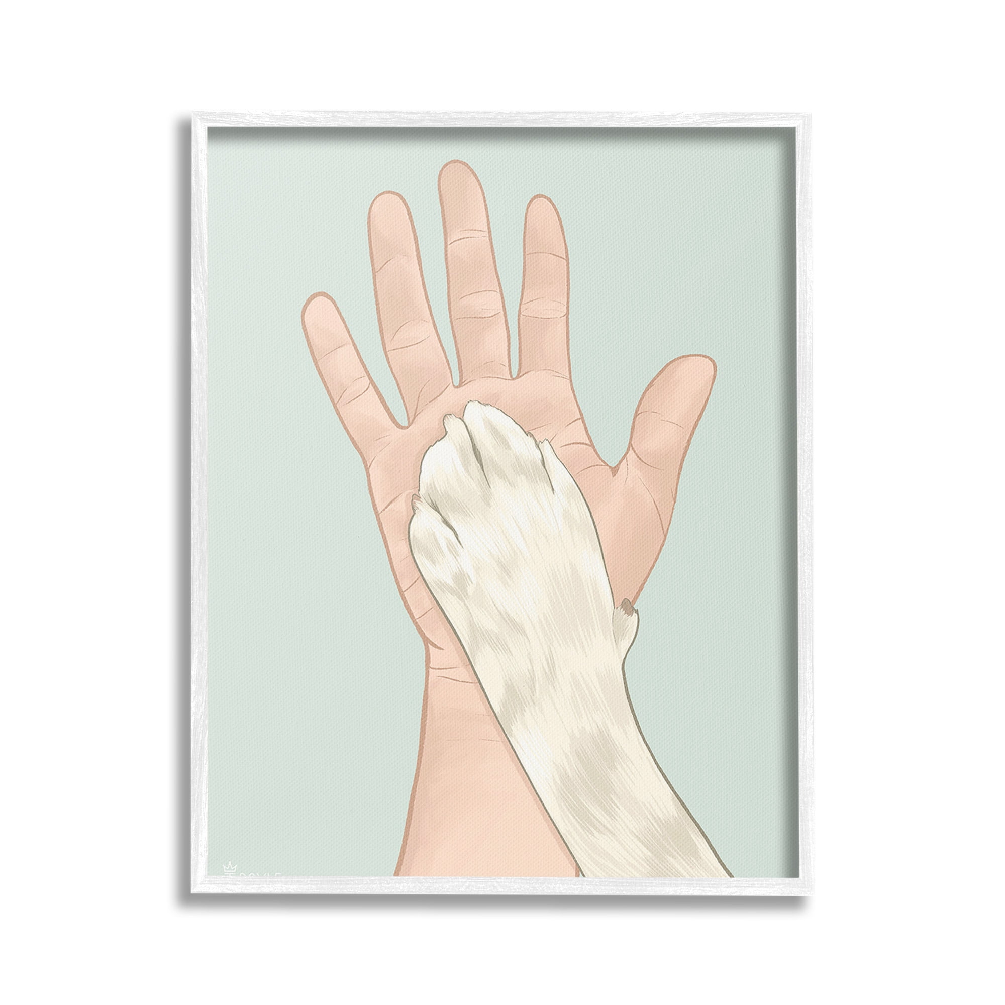 Stupell Industries Cat Paw High Five Animals & Insects Painting White Framed Art Print Wall Art, 24 x 30