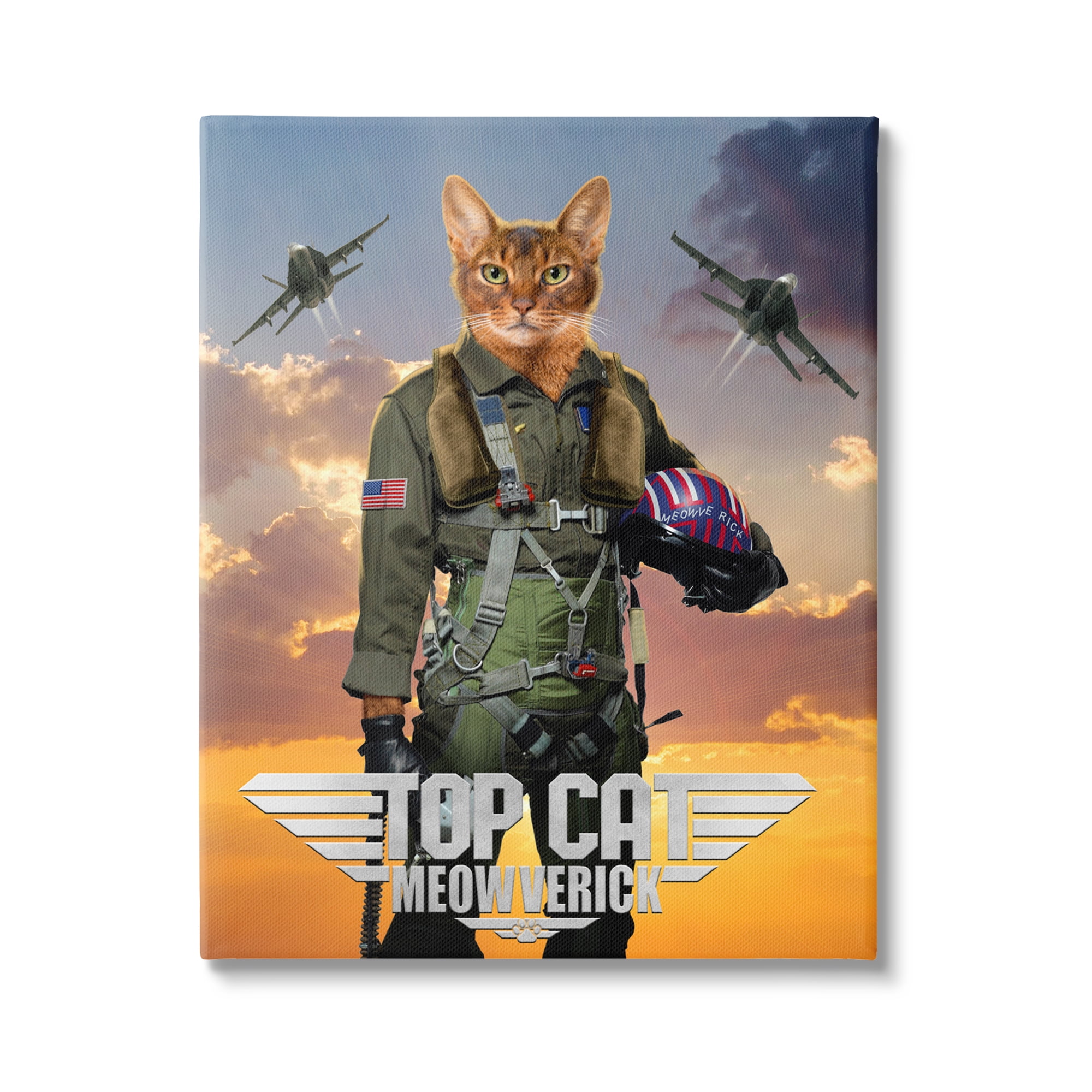Stupell Industries Cat Pilot & Aircraft Animals & Insects Painting Gallery Wrapped Canvas Art Print Wall Art, 24 x 30