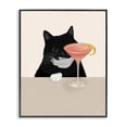 thumbnail image 1 of Stupell Industries Cat & Pink Cocktail Food & Beverage Painting Black Framed Art Print Wall Art, 11 x 14, 1 of 2