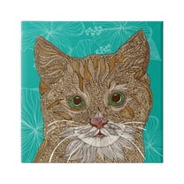 Stupell Industries Cat Portrait Hibiscus Botanicals Abstract Fractal Designs Graphic Art Gallery Wrapped Canvas Print Wall Art, Design by Valentina Harper