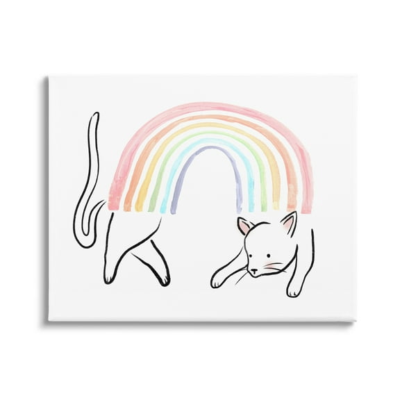 Stupell Industries Cat Rainbow Fun Pet Animal Animals & Insects Painting Gallery Wrapped Canvas Print Wall Art