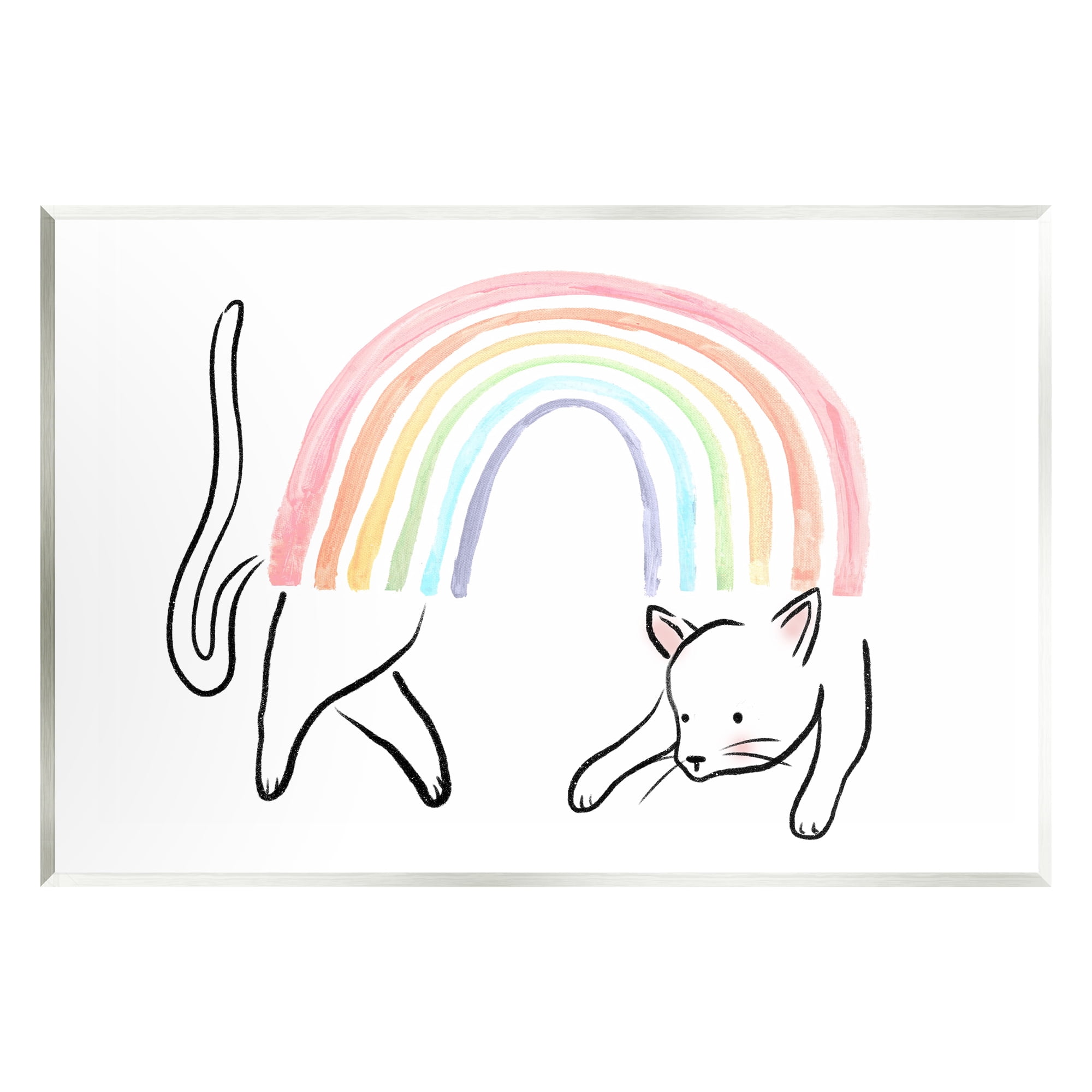 Stupell Industries Cat Rainbow Fun Pet Animal Animals & Insects Painting Unframed Art Print Wall Art