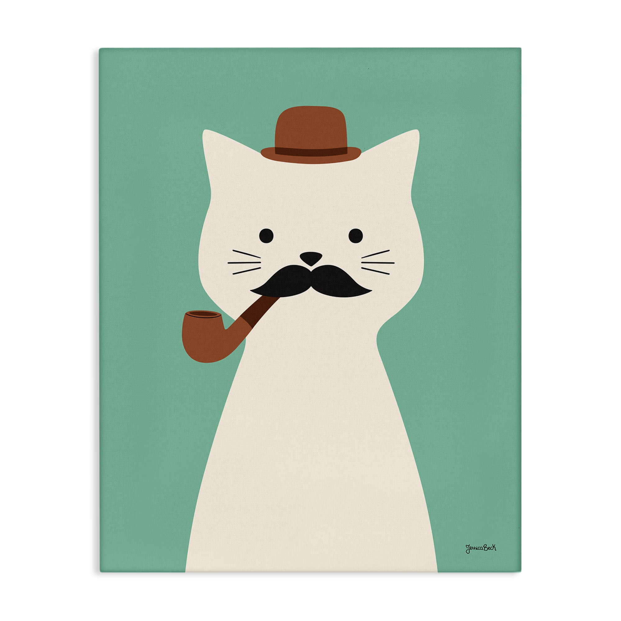 Stupell Industries Cat Smoking Pipe Animals Painting Wrapped Canvas Art Print Wall Art, 36 x 48