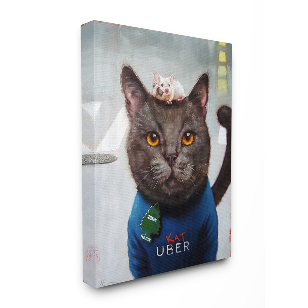 Stupell Industries Cat Taxi Modern Day Animal Humor Ride Share Canvas Wall Art Design by Lucia Heffernan, 36" x 48"