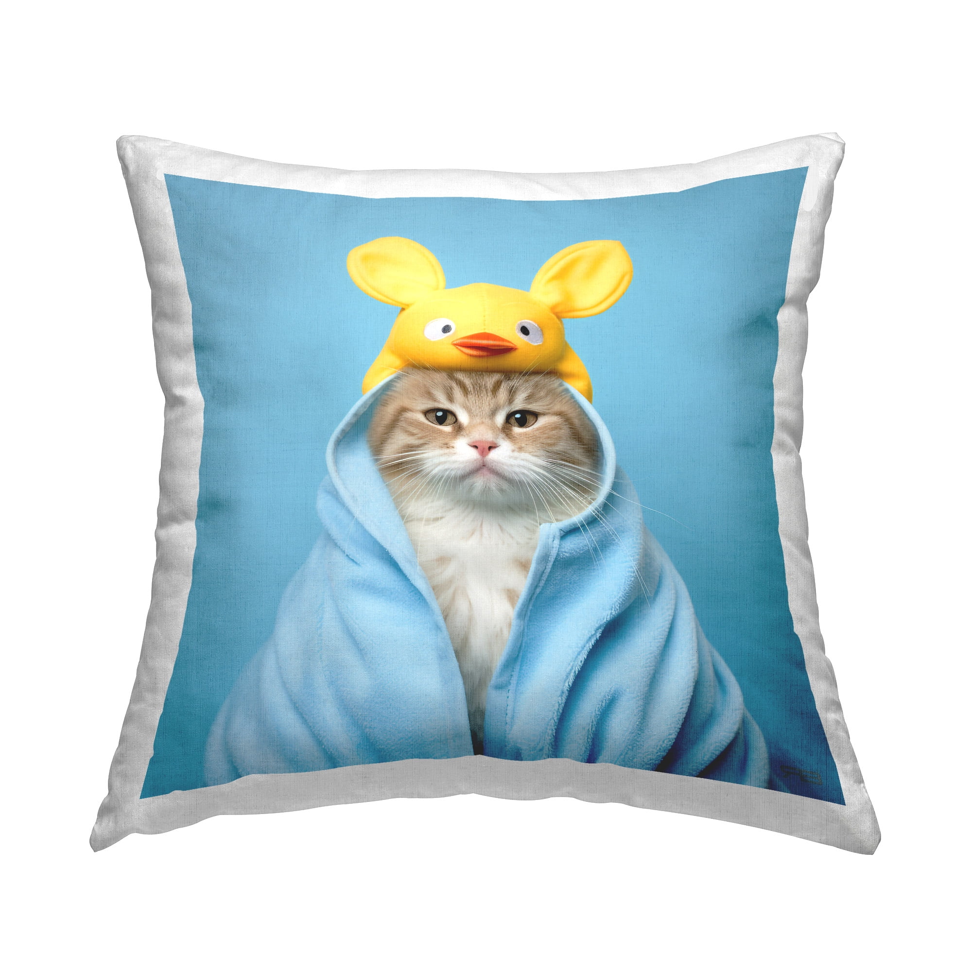 Stupell Industries Cat in Bathroom Robe Decorative Printed Throw Pillow Design by RB