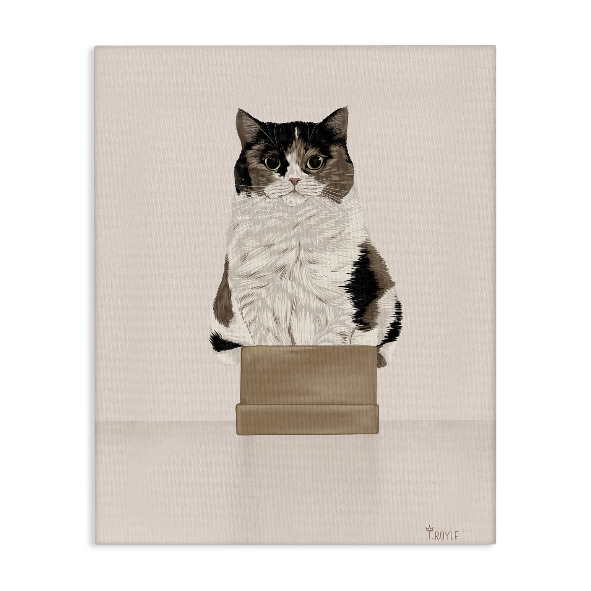 Stupell Industries Cat in Cardboard Box Animals & Insects Painting Gallery Wrapped Canvas Art Print Wall Art, 36 x 48