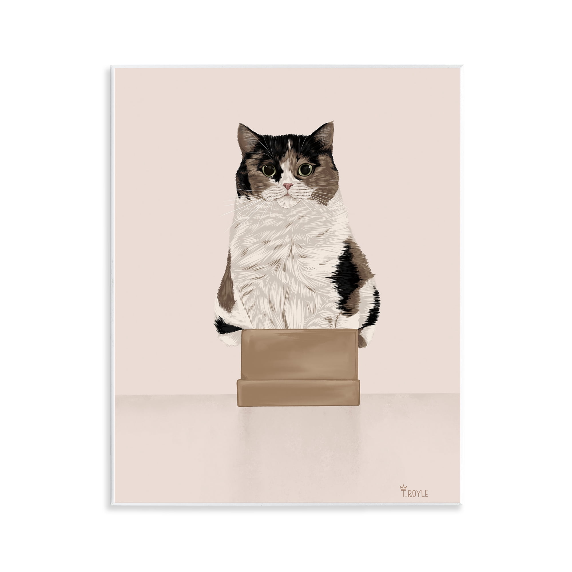 Stupell Industries Cat in Cardboard Box Animals & Insects Painting Unframed Art Print Wall Art, 11 x 14