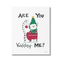 Stupell Industries Cat in Christmas Costume Holiday Painting Gallery Wrapped Canvas Print Wall Art, 16 x 20