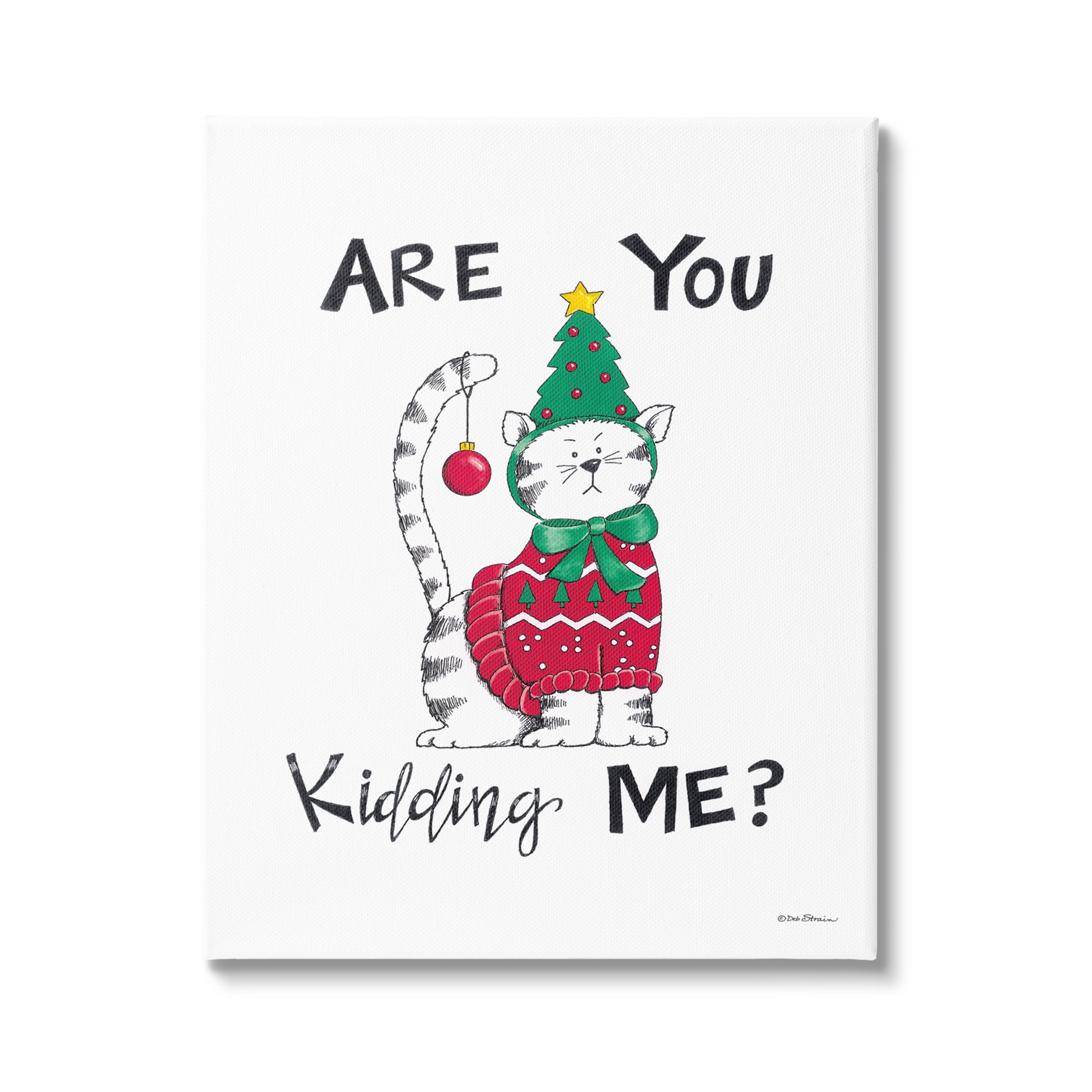 Stupell Industries Cat in Christmas Costume Holiday Painting Gallery Wrapped Canvas Print Wall Art, 30 x 40
