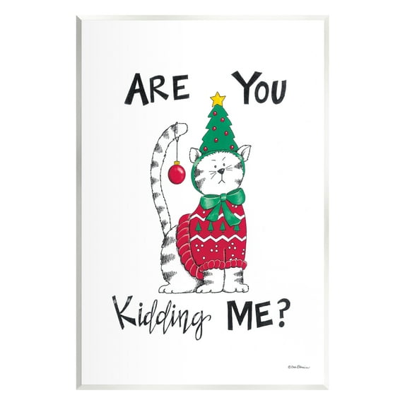 Stupell Industries Cat in Christmas Costume Holiday Painting Unframed Art Print Wall Art, 13 x 19