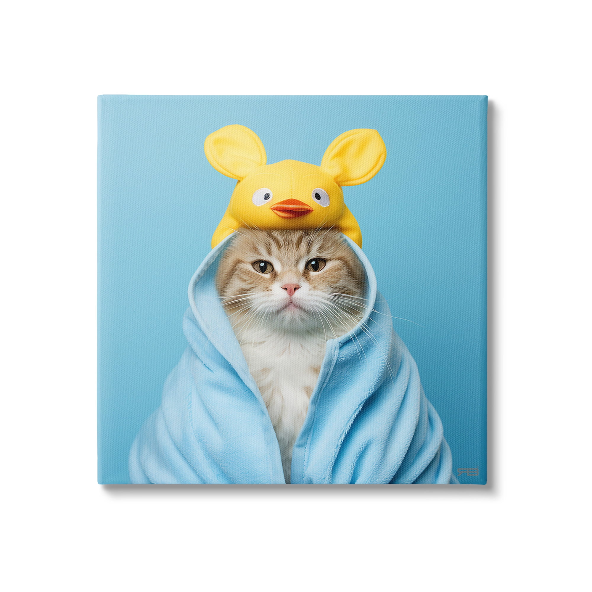 Stupell Industries Cat in Cozy Bathrobe Animals & Insects Painting Gallery Wrapped Canvas Art Print Wall Art, 17 x 17