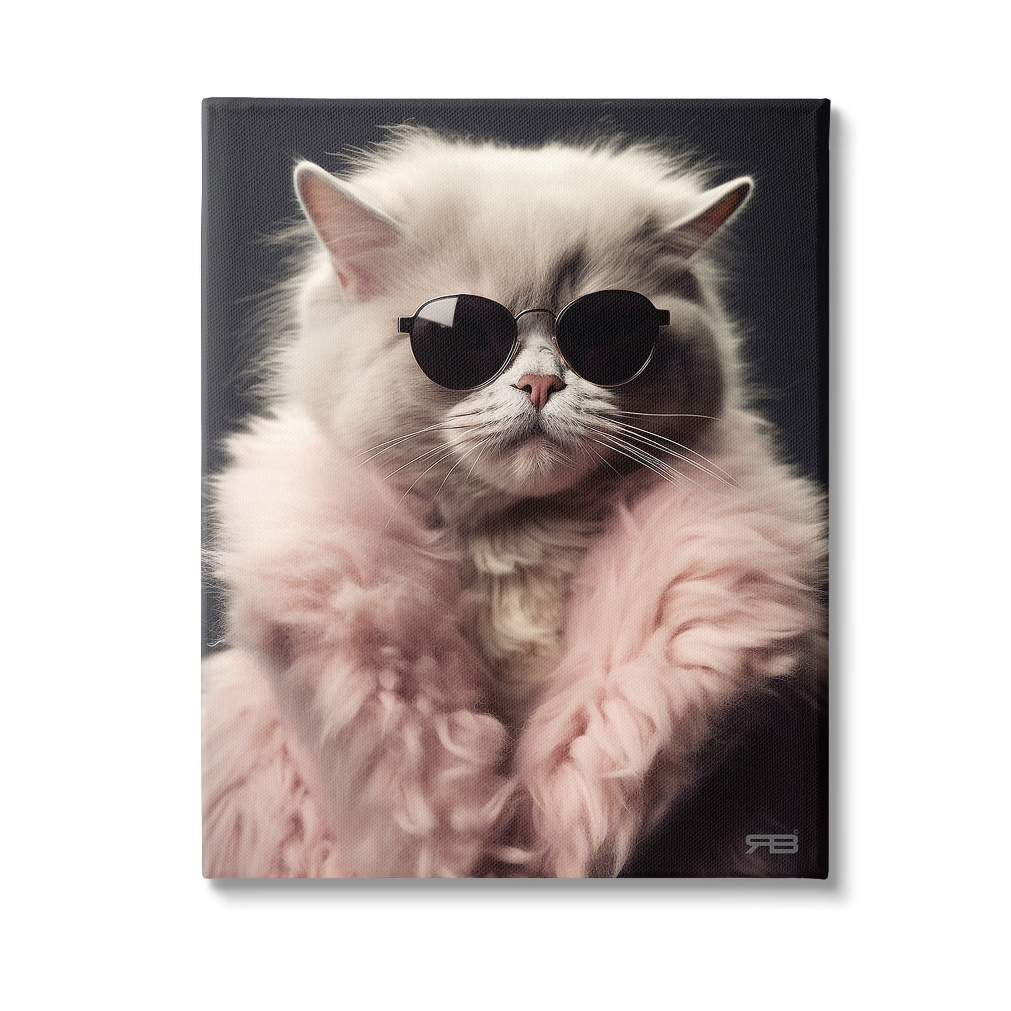 Stupell Industries Cat in Fur Jacket Animals & Insects Painting Gallery Wrapped Canvas Art Print Wall Art, 36 x 48