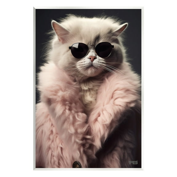 Stupell Industries Cat in Fur Jacket Animals & Insects Painting Unframed Art Print Wall Art, 10 x 15
