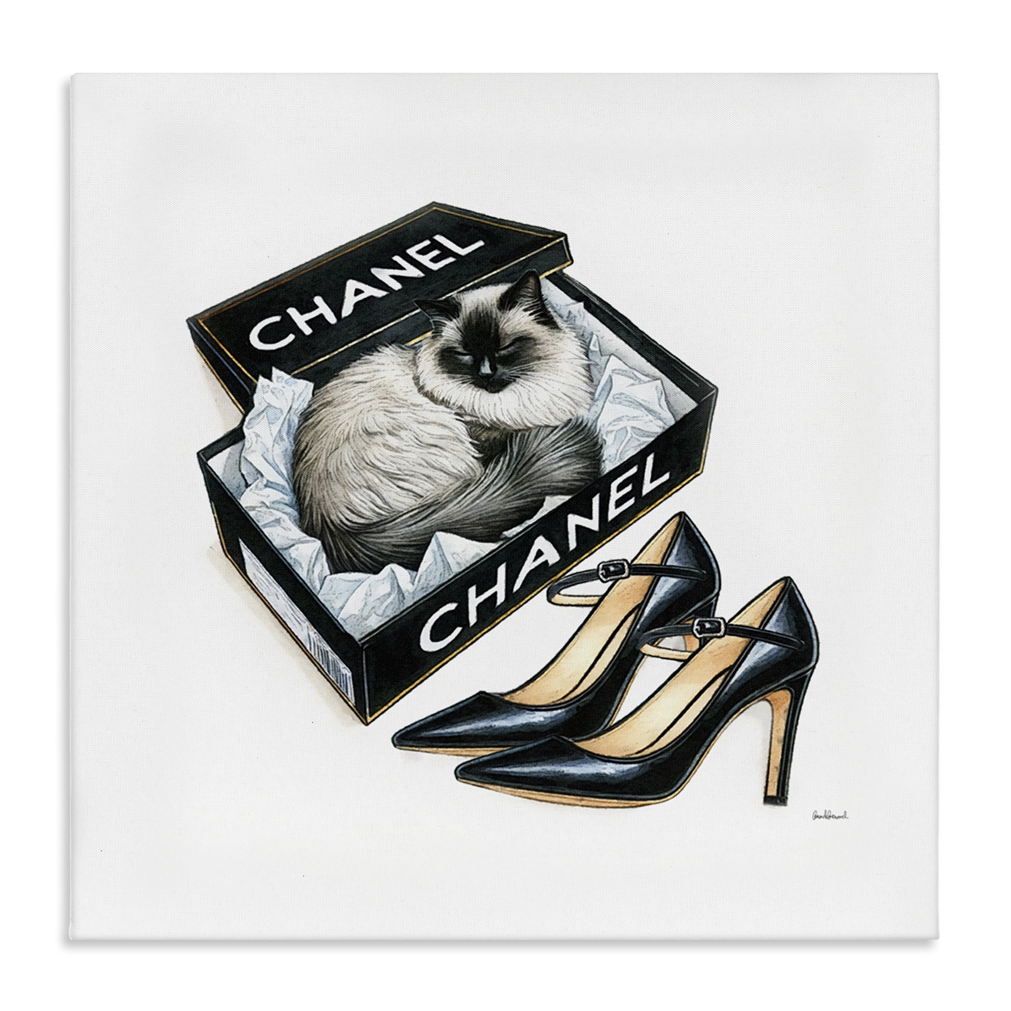 Stupell Industries Cat in Glam Shoebox Animals Painting Wrapped Canvas Art Print Wall Art, 36 x 36