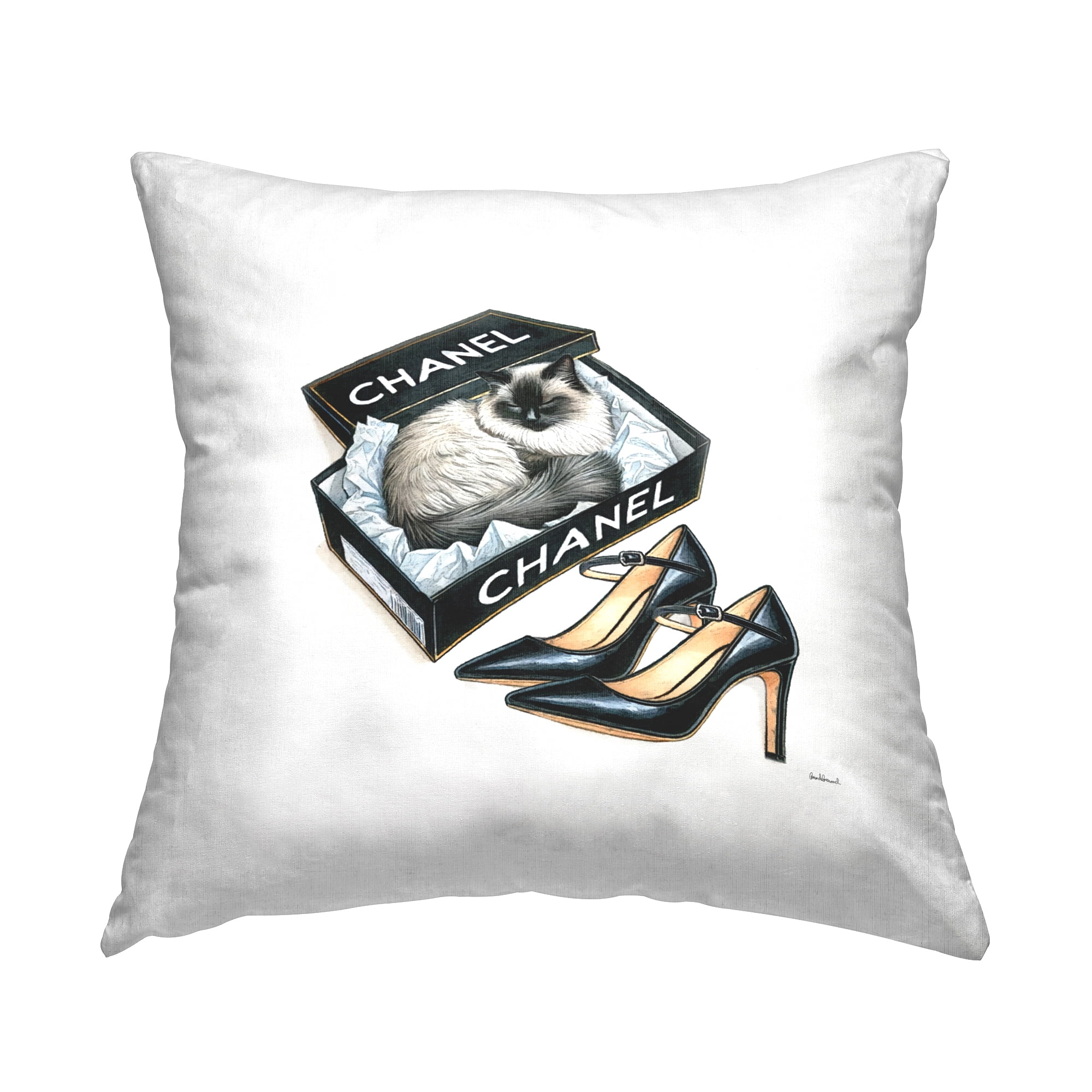 Stupell Industries Cat in Glam Shoebox Decorative Printed Throw Pillow Design by Amanda Greenwood.
