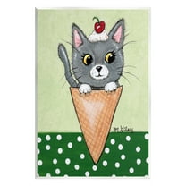 Stupell Industries Cat in Ice Cream Cone Animals & Insects Painting Unframed Art Print Wall Art, 10 x 15