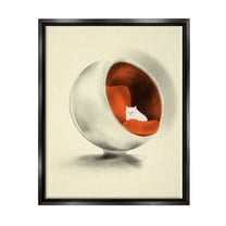 Stupell Industries Cat in Modern Chair Animals & Insects Painting Black Floater Framed Art Print Wall Art, 17 x 21