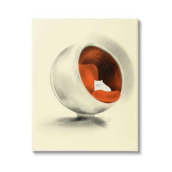 Stupell Industries Cat in Modern Chair Animals & Insects Painting Gallery Wrapped Canvas Print Wall Art, 36 x 48