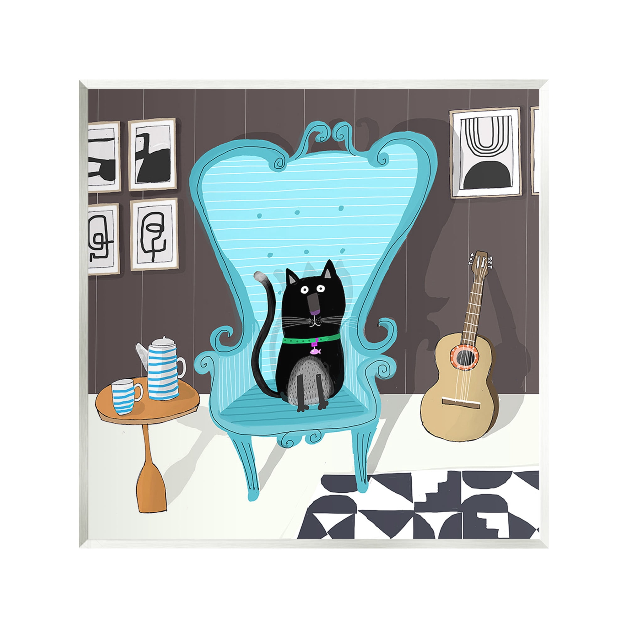 Stupell Industries Cat in Modern Room Animals & Insects Painting Unframed Art Print Wall Art, 12 x 12