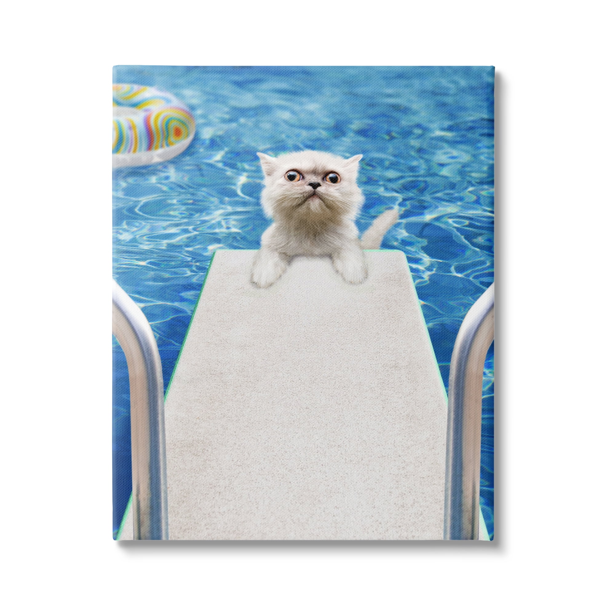 Stupell Industries Cat on Diving Board Animals & Insects Painting Gallery Wrapped Canvas Print Wall Art, 24 x 30