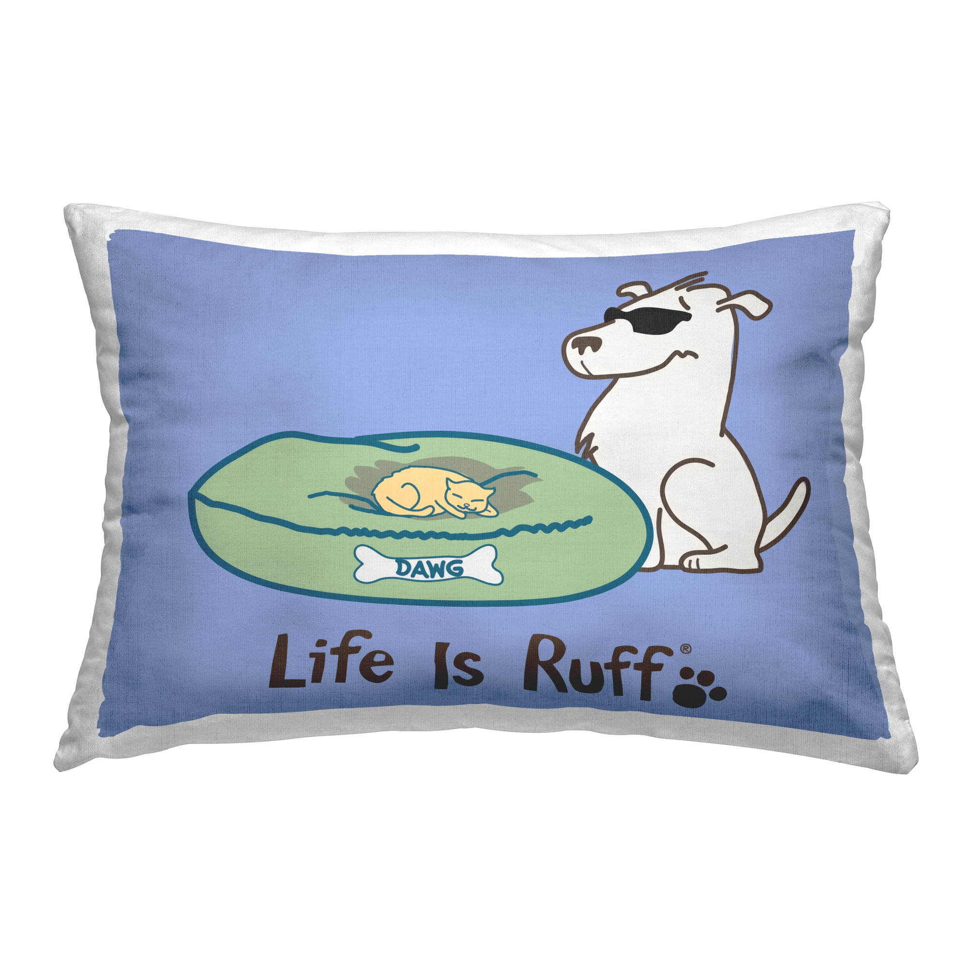 Stupell Industries Cat on Dog Bed Decorative Printed Throw Pillow Design by LIR.
