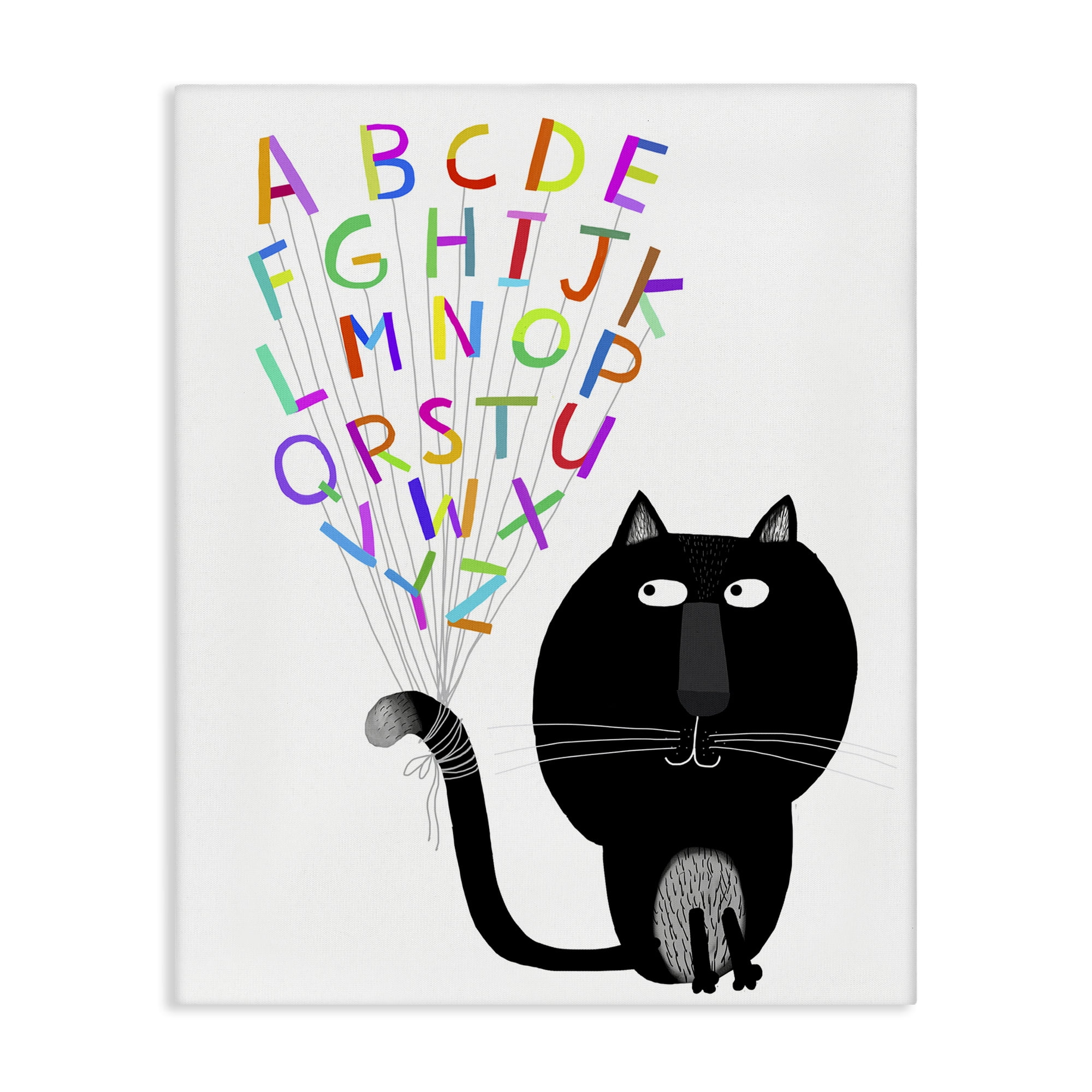 Stupell Industries Cat with Alphabet Animals & Insects Painting Gallery Wrapped Canvas Art Print Wall Art, 16 x 20
