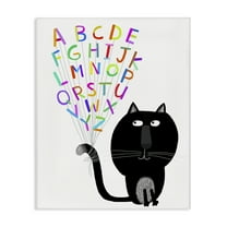 Stupell Industries Cat with Alphabet Animals & Insects Painting Gallery Wrapped Canvas Art Print Wall Art, 16 x 20