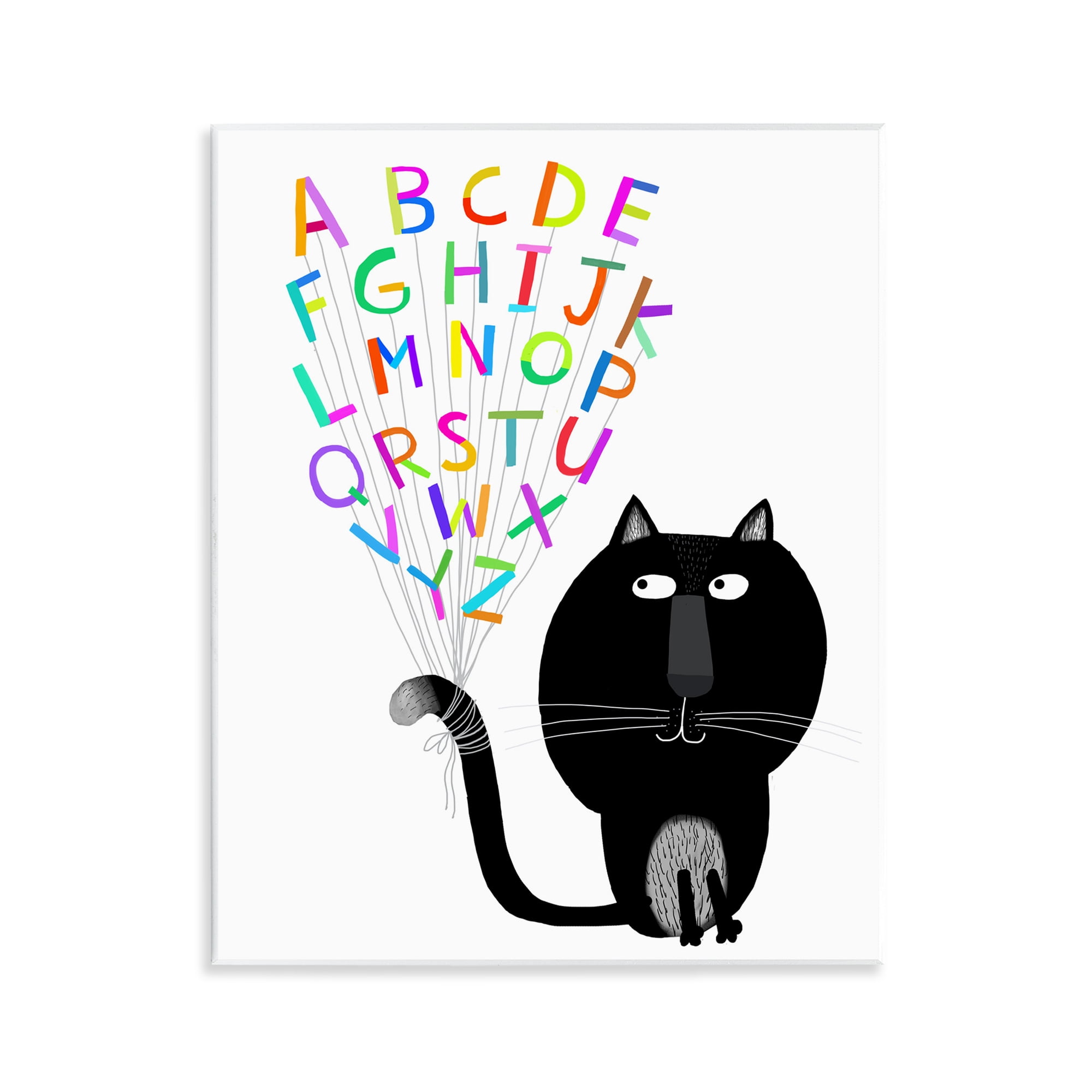 Stupell Industries Cat with Alphabet Animals & Insects Painting Unframed Art Print Wall Art, 11 x 14