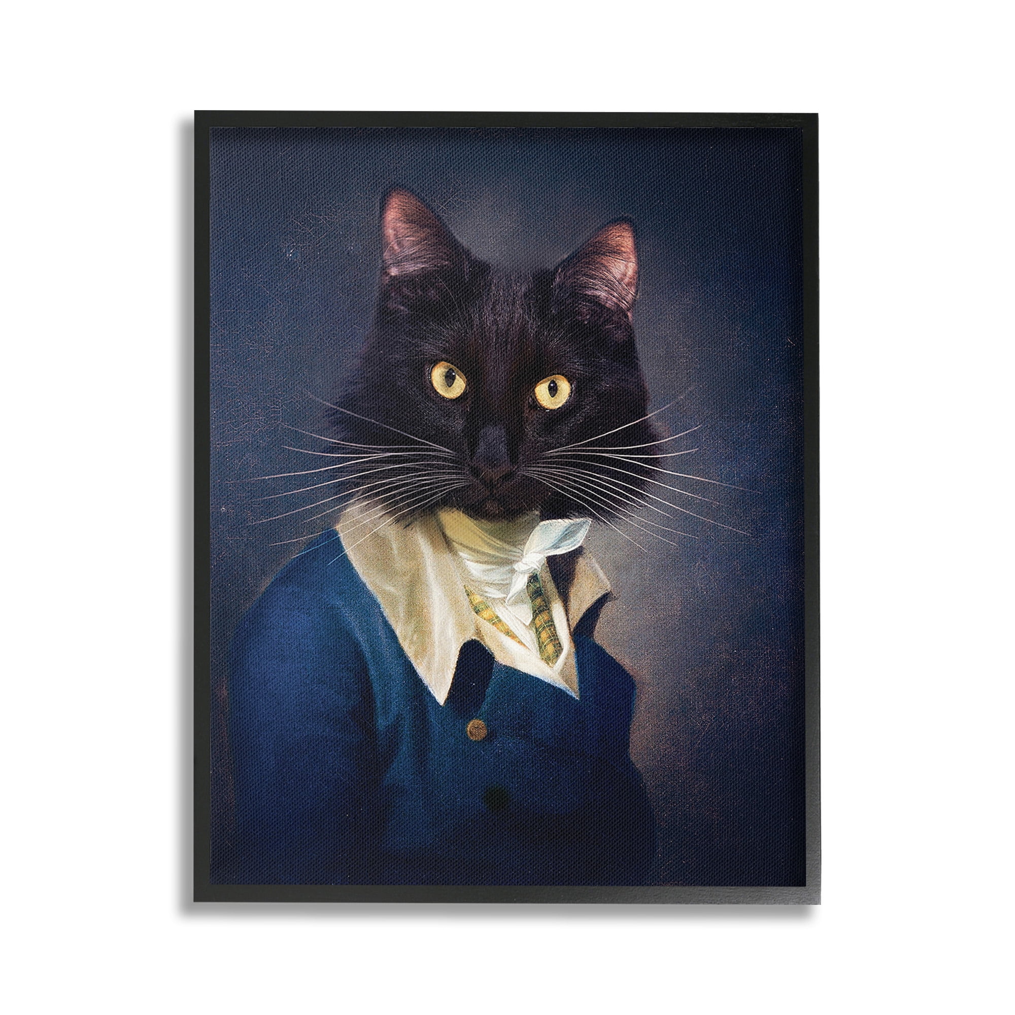 Stupell Industries Cat with Colonial Fashion Animals & Insects Painting Black Framed Art Print Wall Art, 16 x 20