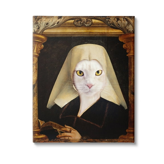 Stupell Industries Cat with Ornate Arch Animals & Insects Painting Gallery Wrapped Canvas Art Print Wall Art, 16 x 20