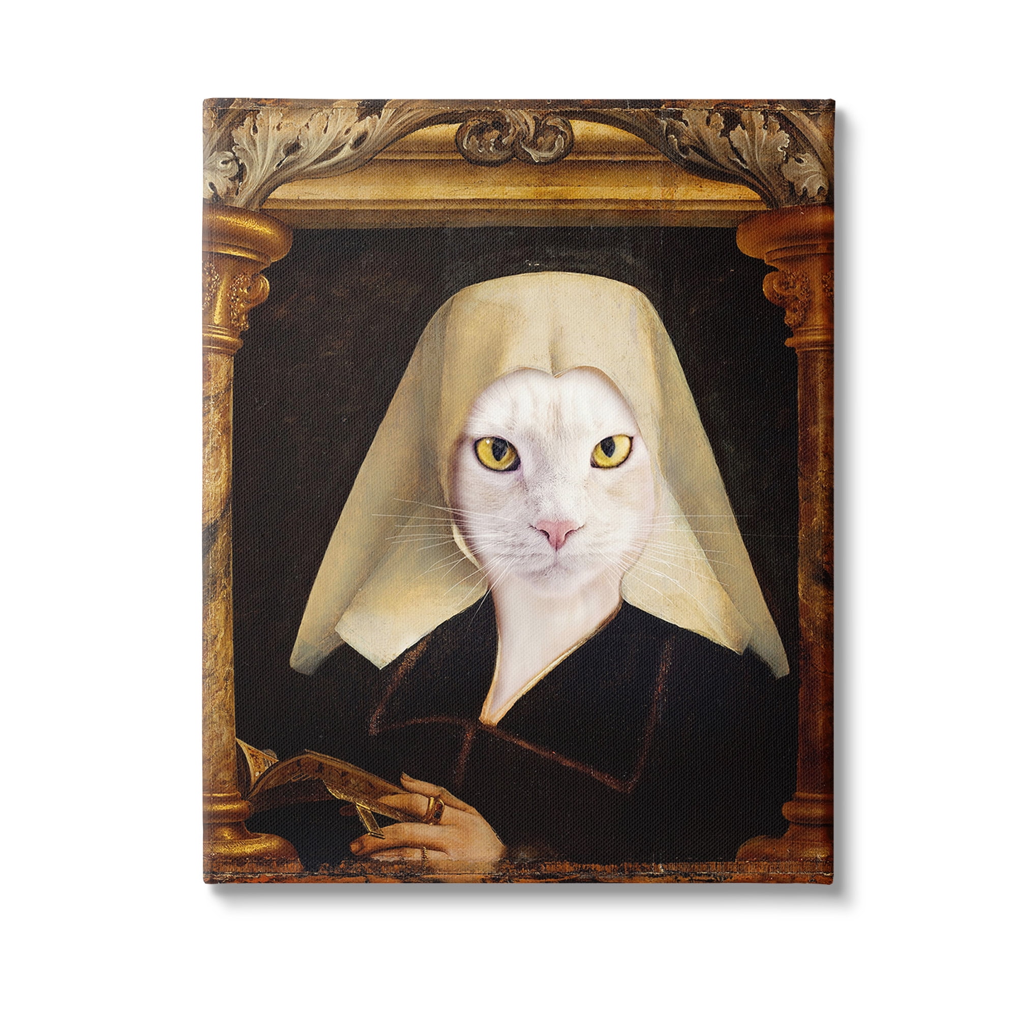 Stupell Industries Cat with Ornate Arch Animals & Insects Painting Gallery Wrapped Canvas Art Print Wall Art, 24 x 30
