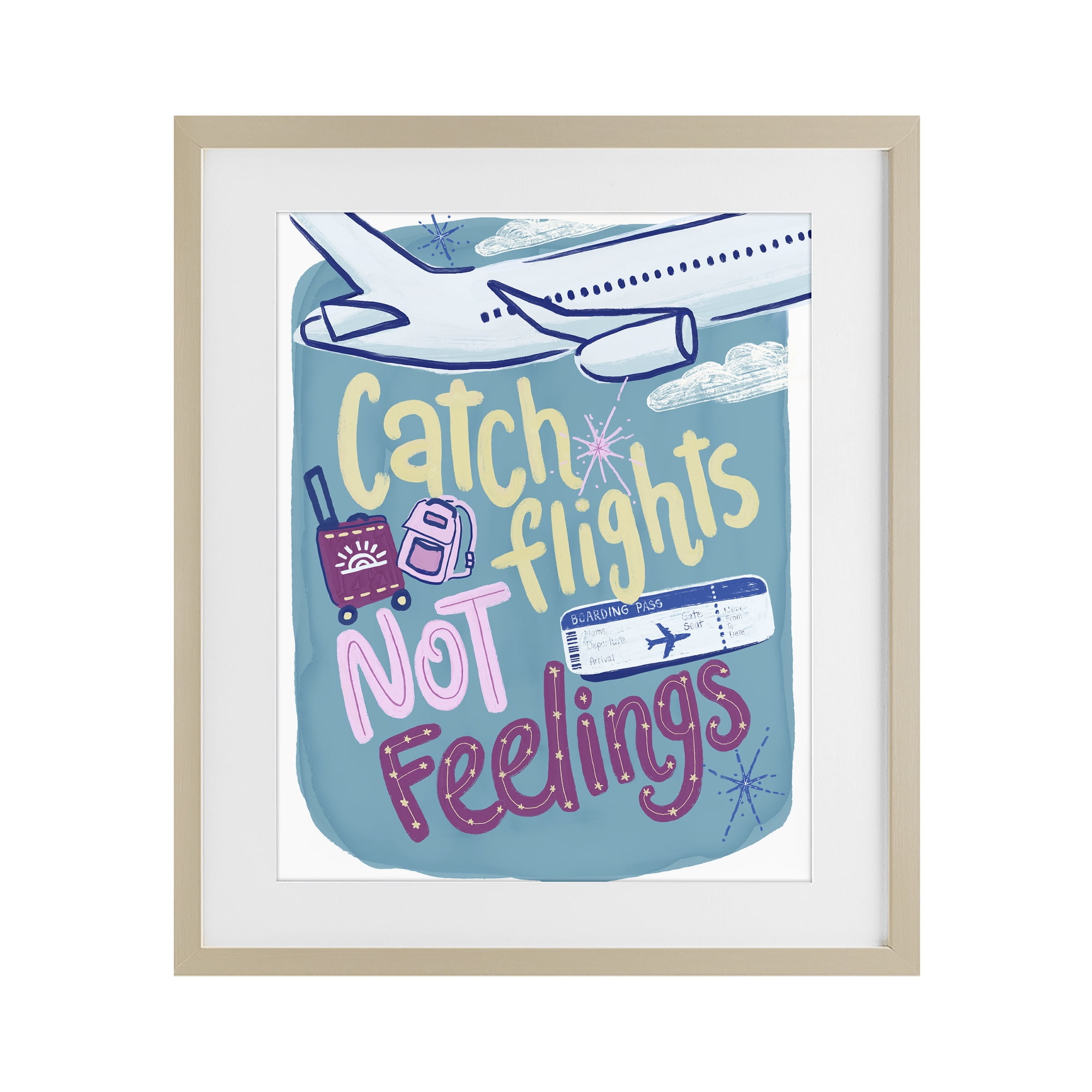 Stupell Industries Catch Flights Not Feelings Birch Framed Print Under Glass, design by Connie Summers